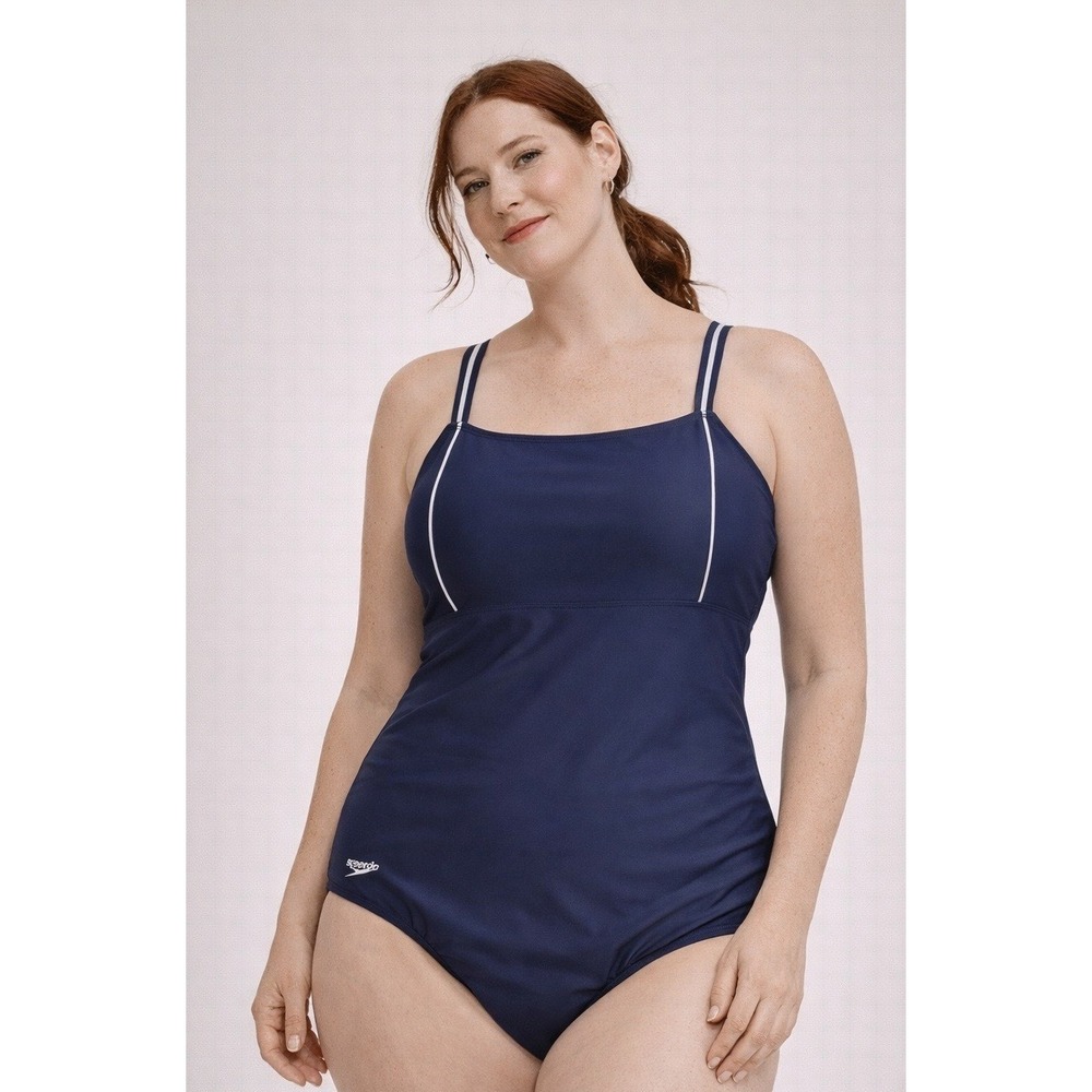 NWOT Speedo Navy Blue Athletic One Piece Swimsuit‎ Women's Size 14